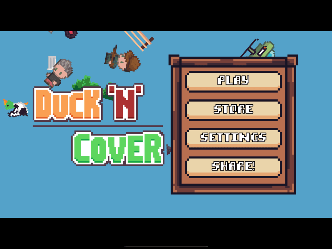 Duck 'N' Cover gameplay with the duck flying over a city.